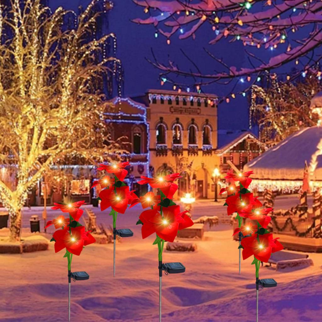 Solar Christmas Roses, Outdoor Patio Ambiance, Decoration , Festive Floor Lights