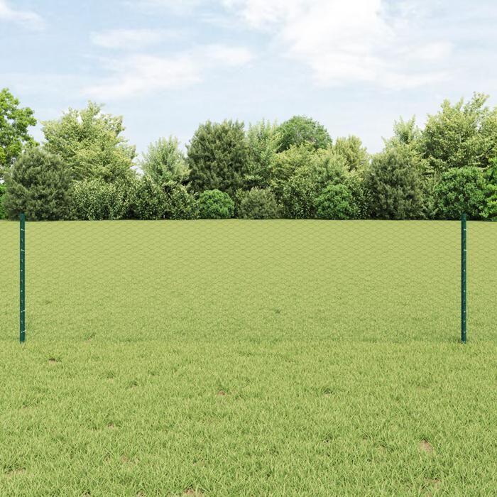 Poteaux de Clôture vidaXL 11 pcs U-Channel Vert 100 cm Acier 3336673