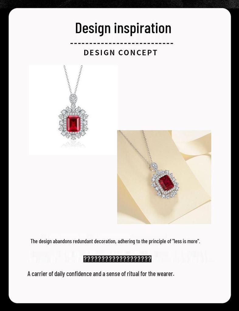 Cultivate Red Gem Necklace 925 Sterling Silver - Luxury Sugar Cube Design for Elegant Women's Evening Wear