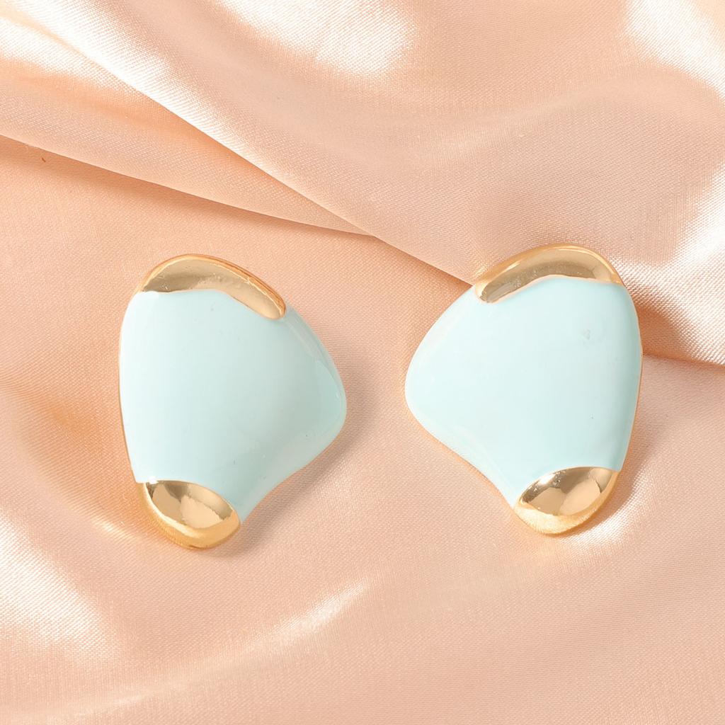 Korean version of fashionable and simple macaron multi-color geometric alloy niche ear studs