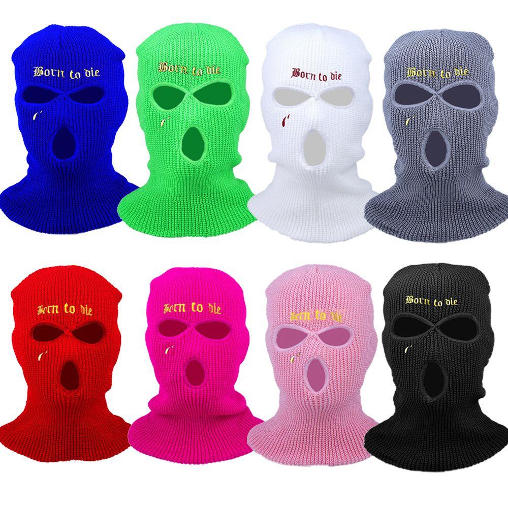 Men Women Thermal Knitted Full Face Cover Ski Mask Neck Warmer 3 Hole Balaclavas