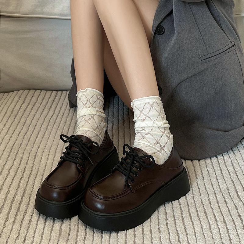 Retro British style small leather shoes women's summer 2025 spring new round head versatile black platform loafer single shoes