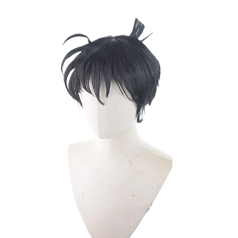 Cosplay Wig Featuring Shinichi Kudo, Short, Curly, Black, Heat-resistant, with a Net.