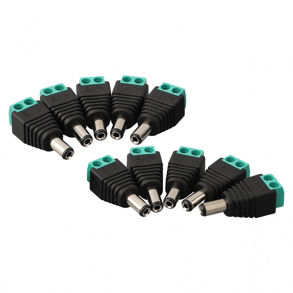 10PCS Male DC Connectors for Power Supply Applications In Black
