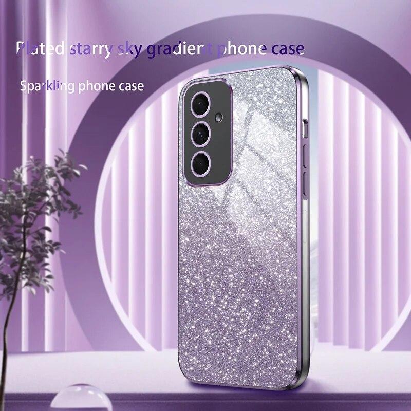 Luxury Gradient Glitter Plating Case For Samsung Galaxy A54 A34 A24 A14 A15 A05 A04 A53 A52 A23 A13 Silicone Protect Back Cover