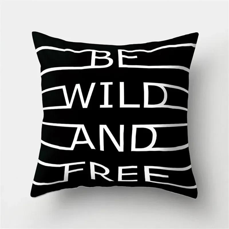 White Black Geometric Cushion Cover x Pillowcase Sofa Decor Polyester Home