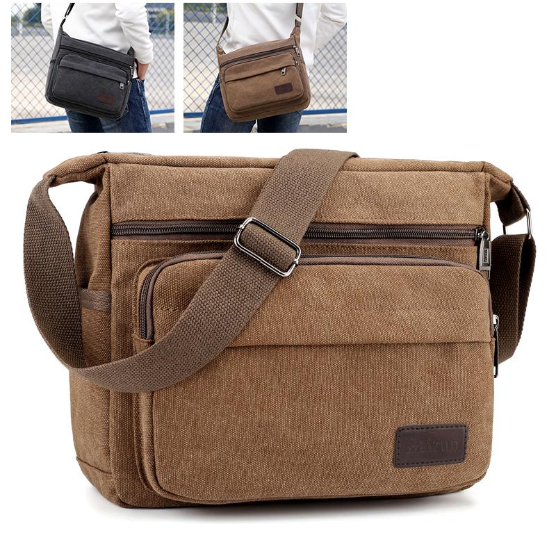 1 Herren Retro Canvas Umhängetasche, lässige Reise-Schultertasche, Outdoor-Sport-Schultertasche mit verstellbarem Schultergurt