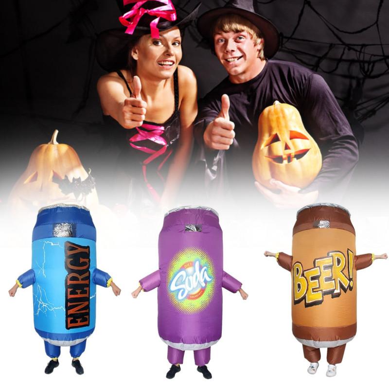 Lustiges und skurriles aufblasbares Kostüm Lustiges Soda-Getränkebecher-Hamburger-Pommes-Outfit für Halloween-Partys