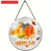 2d Flat 20*20cm, Autumn Home Decoration, Happy Autumn Pumpkin Wooden Circular Logo Creative Decoration Board, for Home, Office, Club Garden, Bar Decor