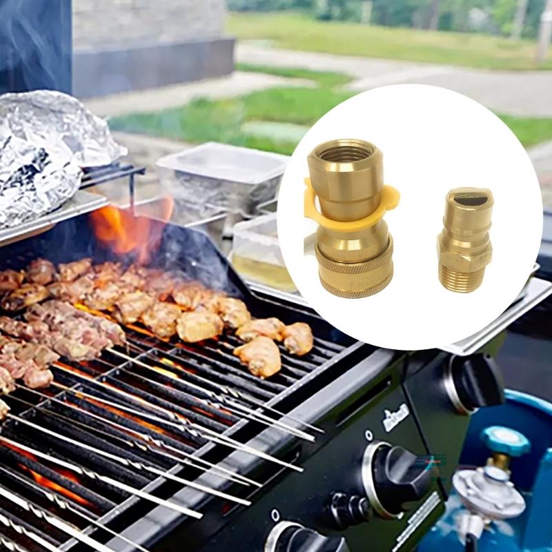 Quick Connecting Propane Fitting Brass Plug for Gas Appliances with Safety Features Outdoor Cooking Accessories