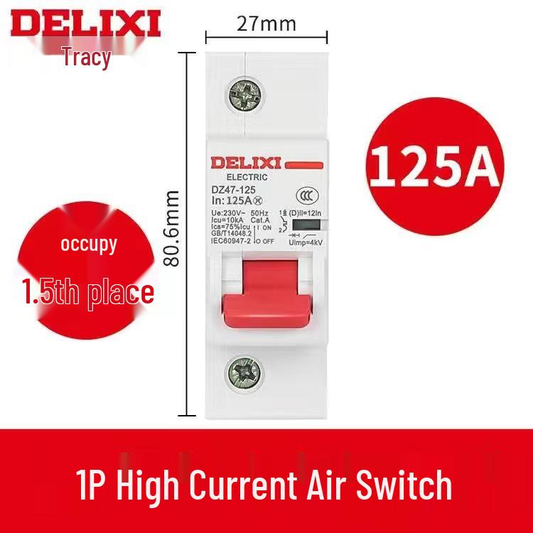 Delixi Air Circuit Breaker: 1P, 2P, 3P, 4P Options for Household and Three-Phase Systems (25A, 32A, 40A, 63A)