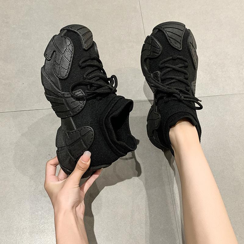 Running dad shoes new fly-woven sports shoes casual thick-soled lightweight ugly cute elastic socks shoes women's spring and autumn