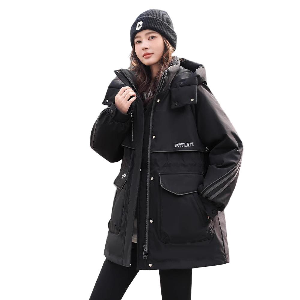 Hooded Color Matching Windproof Casual Loose Large Version Pie To Overcome Fashion Thickened Down Cotton-padded Coat