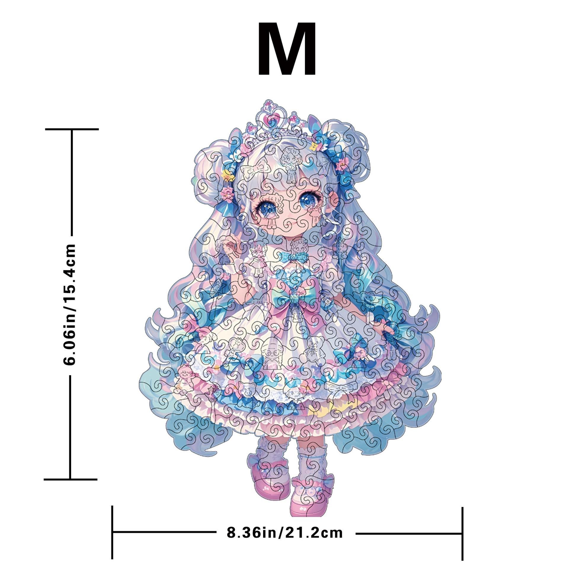 Wacocetoy Two-Dimensional Girl Irregular Wooden Jigsaw Puzzle Piggy Bank Style
