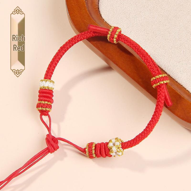 

Браслет Ping An Kou Золотой Красный Год Рождения - DIY Плетеный вручную Женский Шнур