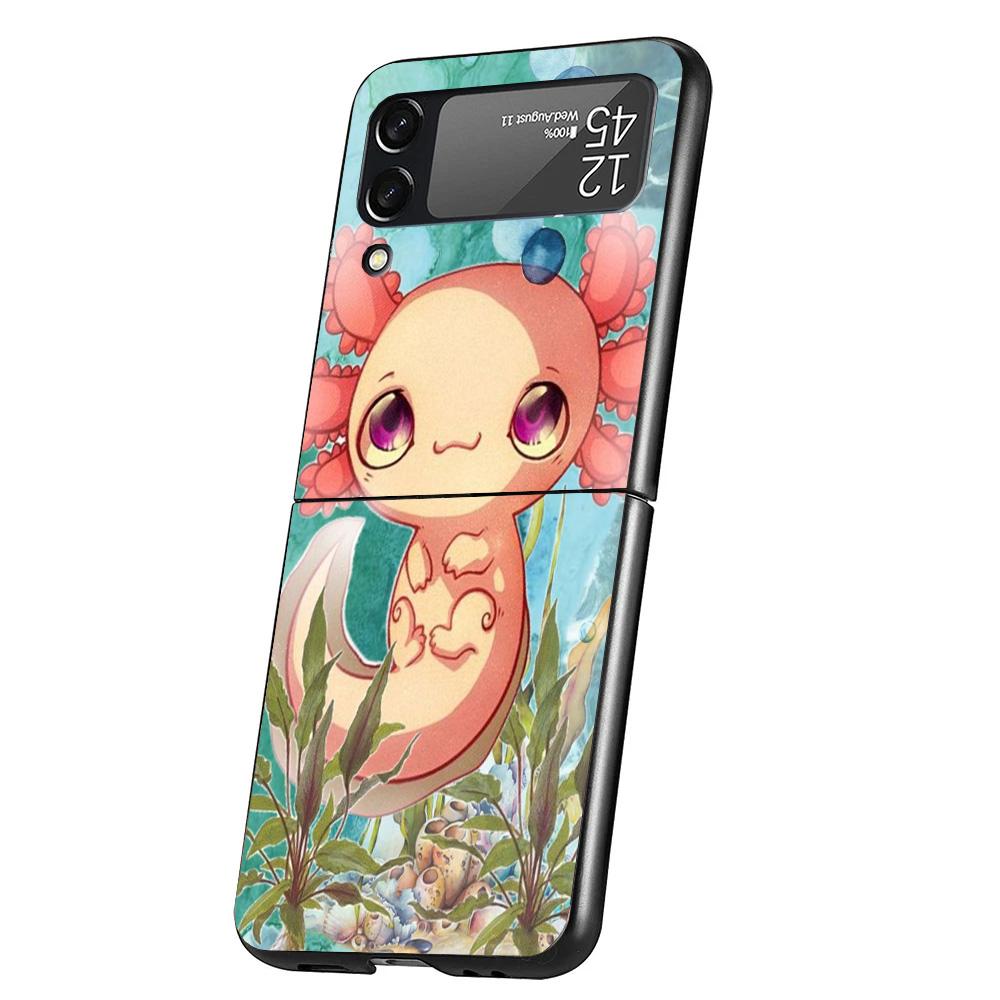 

Cute Axolotl Kawaii Cover Phone Case For Samsung Galaxy Z Flip 7 6 5 4 3 5G Flip7 Flip6 Flip5 Flip4 Flip3 Black Fundas Shell Samsung Z Flip 7