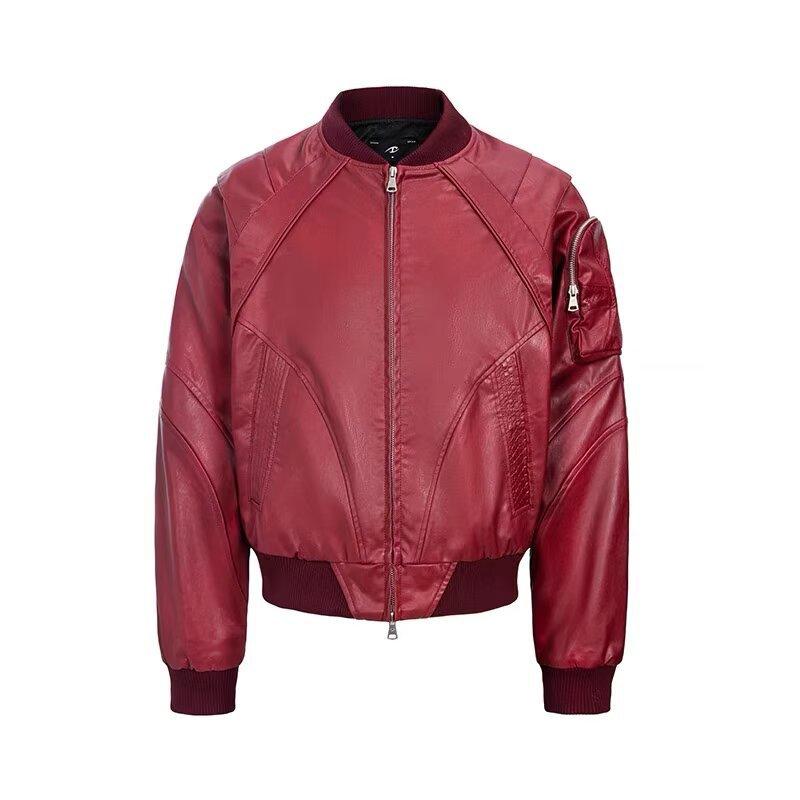New ins trendy snake pattern leather spell a coefficient leather jacket versatile lazy Harajuku temperament simple literature and art
