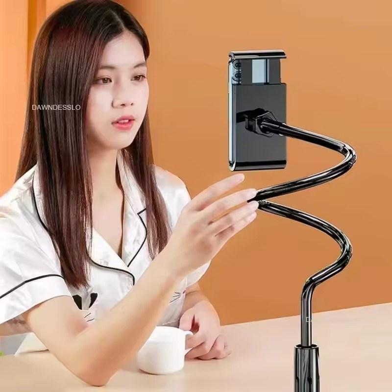 128cm Držák na telefon Stojan na tablet Líný držák Opěrka hlavy Postel 360 Flexibilní Dlouhá ramena Svorka Držák pro iPhone Samsung a 3,5~6,7" zařízení