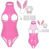 Babydoll undertøyssett for kvinner Cosplay-kostyme Åpen kopp skrittløs bodysuit med pannebånd og mansjetter Hale for Night Club Performance Dansedrakt