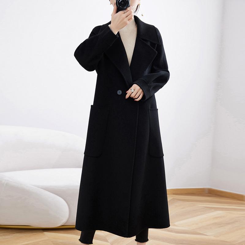 100% Wool Women Coat Autumn Wool Long Coat Handmade Pea Coat Winter Warm Wool Long Jacket Overcoat