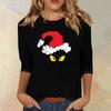 3/4 Sleeve Tops For Women T-Shirt Casual Christmas Print Tops T Shirt Round Neck Pullover Blouse