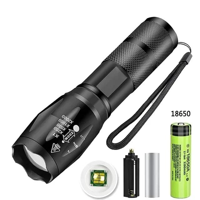 Super Bright EDC XHP50.3 LED Flashlight USB Torch Type-c Rechargeable Zoom Fishing Lantern Powerful 3 Lighting Mode Camping Lamp