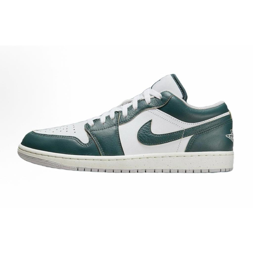 Jordan Air Jordan 1 Cushioning, Wear Resistant Low Top Vintage Basketball Shoes Unisex Green White FQ7687-300(Team191-)