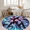Cosmic Monster Round Rug Flannel Sci Fi Fantasy Floor Mat Gaming Room Decor Alien Creature Galaxy Background Soft Carpet