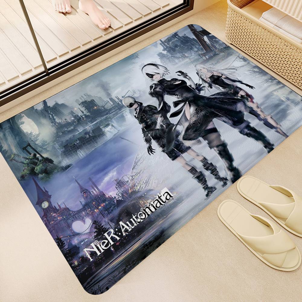 Hra NieR Automata Podložka na podlahu Obdélníková Protiskluzová Domácí Měkká Koupelnová rohožka Přední dveře Vnitřní Venkovní Rohožka Vítejte Rohožka ke dveřím