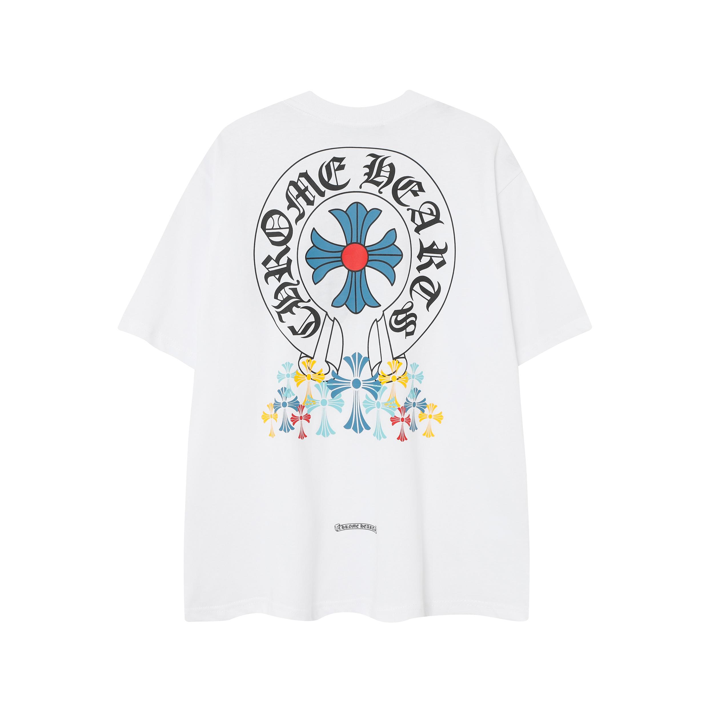 

9985 CHROME HEARTS 2025 Summer New High Quality Cotton Round Neck Loose Large Size Men s and Women s T-shirt Couple T-shirt S білий