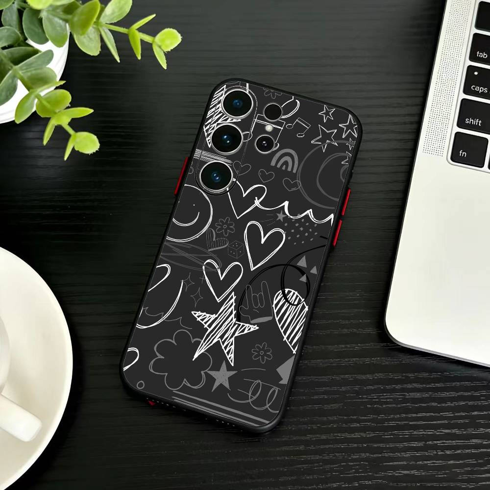 Y2k INS Graffiti Phone Case For Samsung S26,S25,S24,S23,S22,S21,S20,Plus,Fe,Lite,Others Black Cover