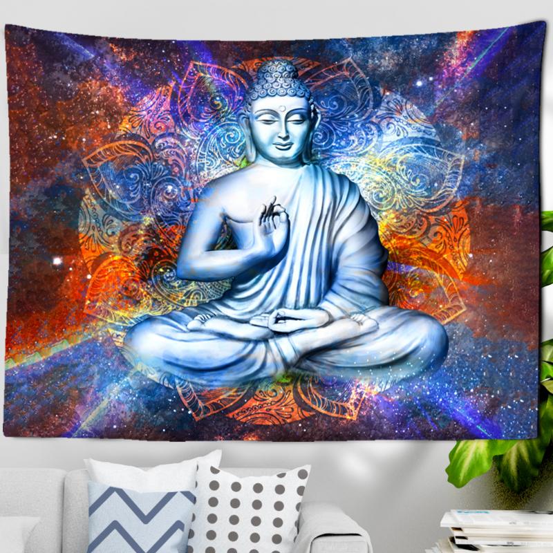 Buddha Print Tapestry Wall Hanging Meditator Backdrop Wall Decoration Indian Boho Mandala Hippie Home Decor Accessories