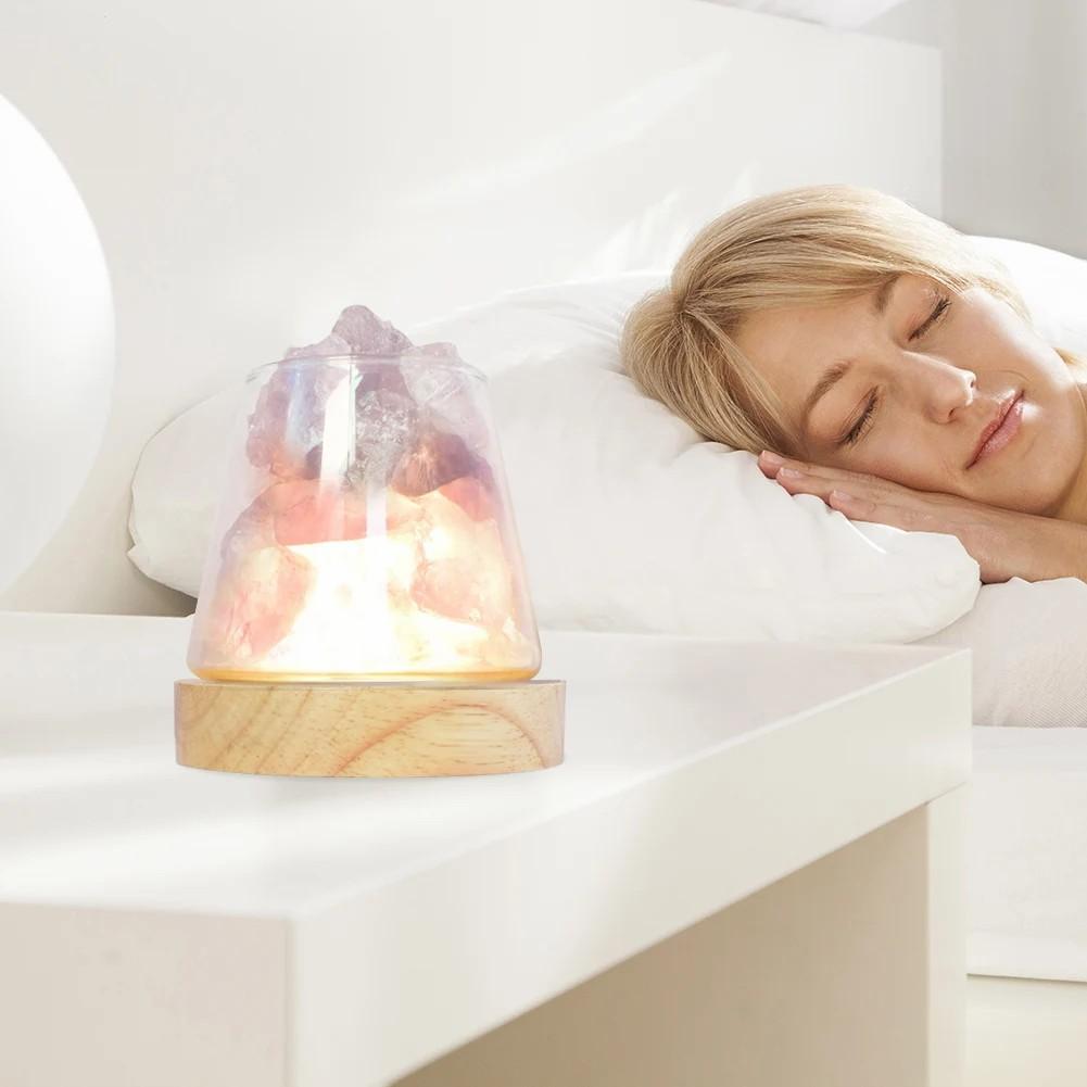 D2 Novelty Natural Himalayan Salt Table Lamp Night Light Natural Raw Stones Crystal Essential Oil Diffuser Light Gift Decor Lamp