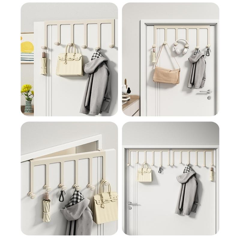Over The Door Hook Bathroom Organizers Towel Rack Door Hanger Holder Coat Hook Rack for Hanging Clothes, Hat, Backpacks