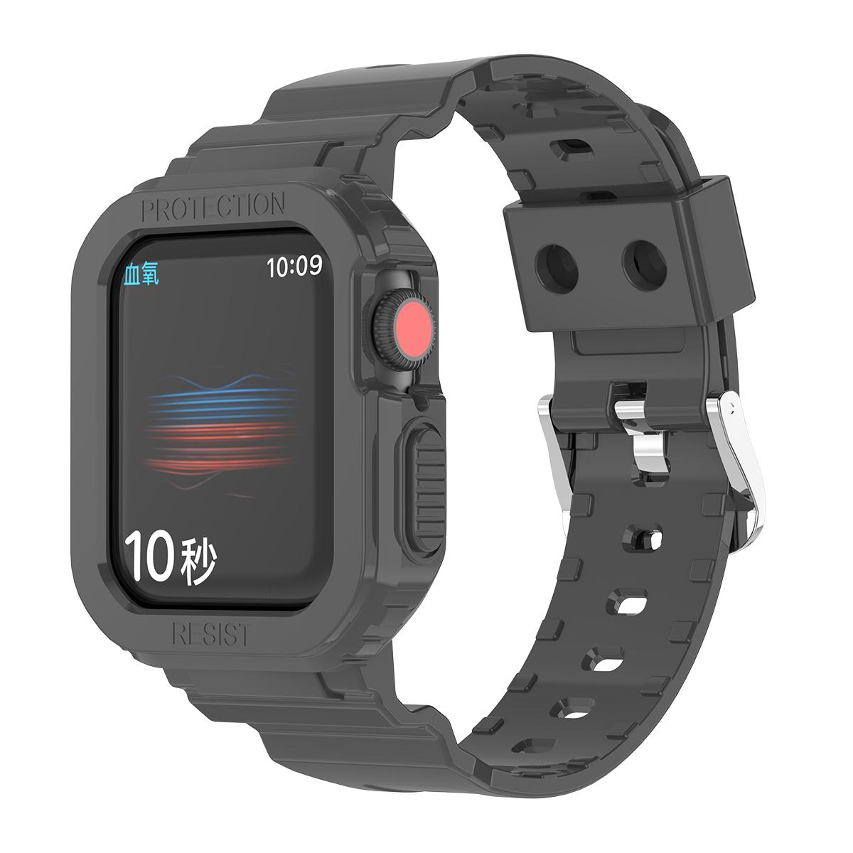 

For Apple Watch Series 8 7 45mm/6 5 4 SE SE (2022) 44mm/3 2 1 42mm Smart Watch Band TPU Wrist Strap Replacement with Protective Watch Case Black