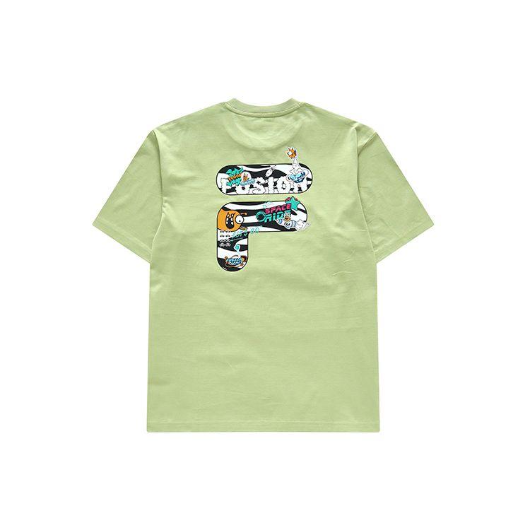 Fila Fusion Logo Print Loose Fit Pullover T-Shirt Unisex Tops Light-Green T11U323111FGN
