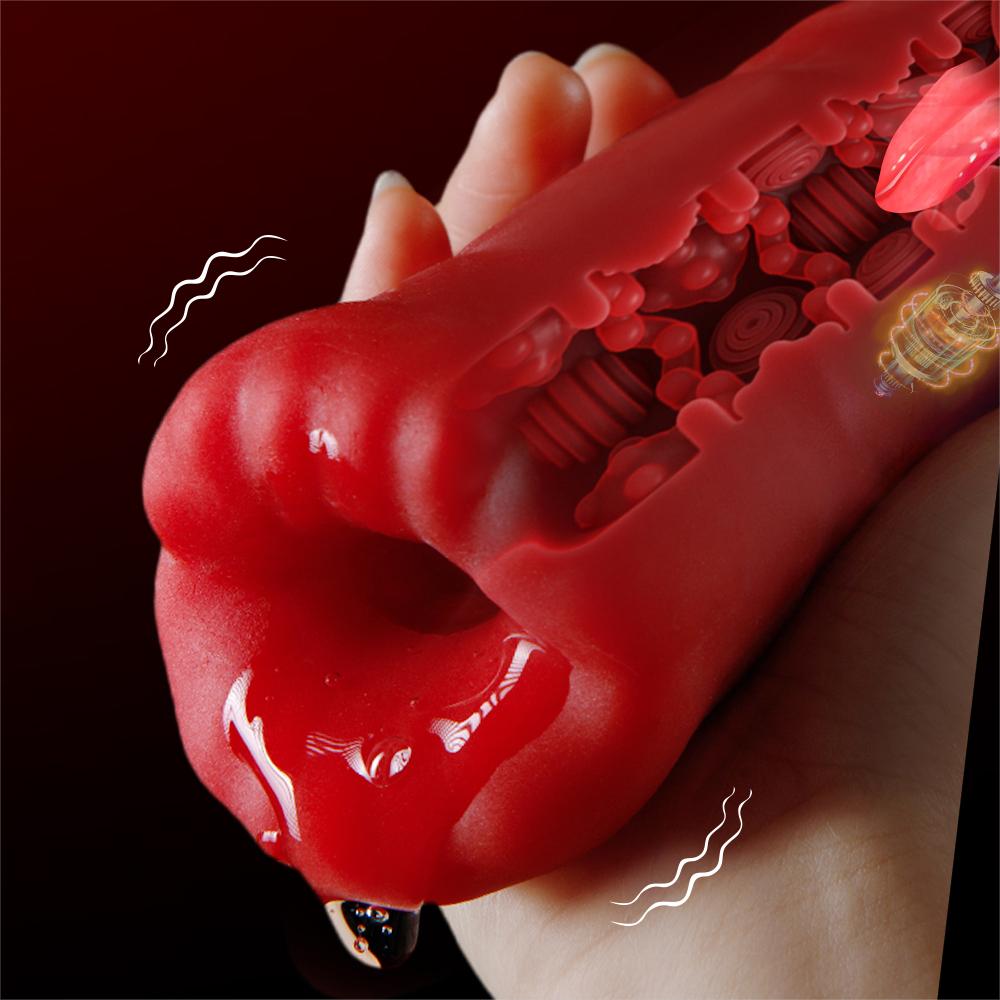 Male Automatic Aircraft Cup Realistic Tongue Licking Vibrator Penis Delayed Ejaculation Exerciser Sex Machine For Adult Men 18+