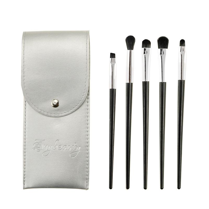 New Makeup Brush 5 Soft-bristled Eye Shadow Set Concealer Brush Eyebrow Brush Blending Highlight Brush Leather Bag