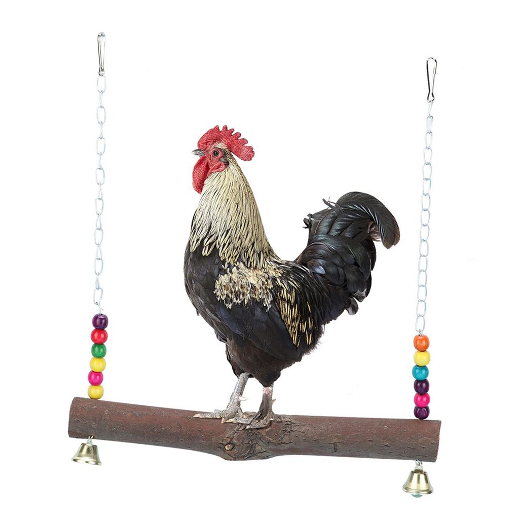 Natural Wood Handmade Pet Chicken Cage Hanging Swing Toy For Hens Cock Macaw Chew Training Toys SuppliesChicken Swing
