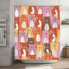 Adorable Cartoon Bear Print Shower Curtain for Bathroom Decor 3D Waterproof Fabric Hanging Multiple Colors Available