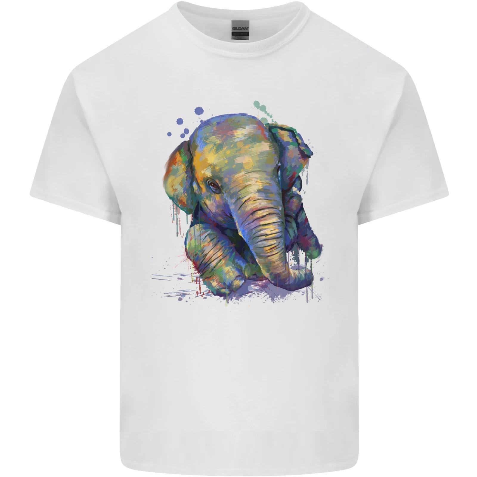 Elephant Hand Drawn Watercolour Kids T-Shirt Childrens XL