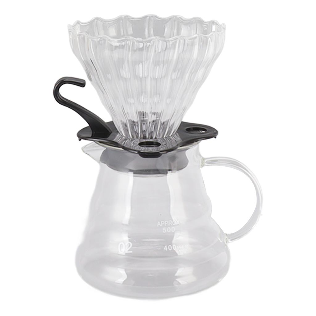 Pour Over Coffee Maker 600ML Glass Coffee Dripper Pot with Filter Cup and Paper for Home Shop