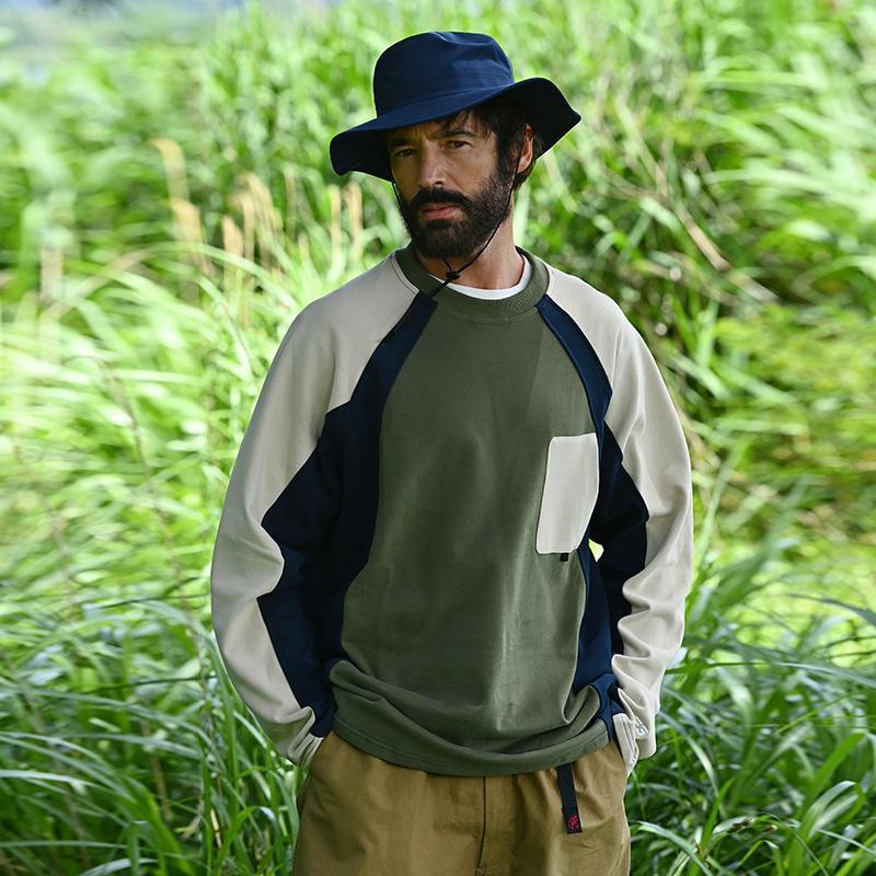 

Новый горный стиль, уличная толстовка контрастного цвета с рукавами реглан, одежда, повседневная, с круглым вырезом, базовый слой, с длинным рукавом S зелёный