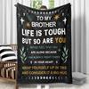 1pc Flannel Throw Blanket for Brother - Heartfelt Birthday Gift with Inspirational Message, Stars & Moons Design, Soft All-Seaso