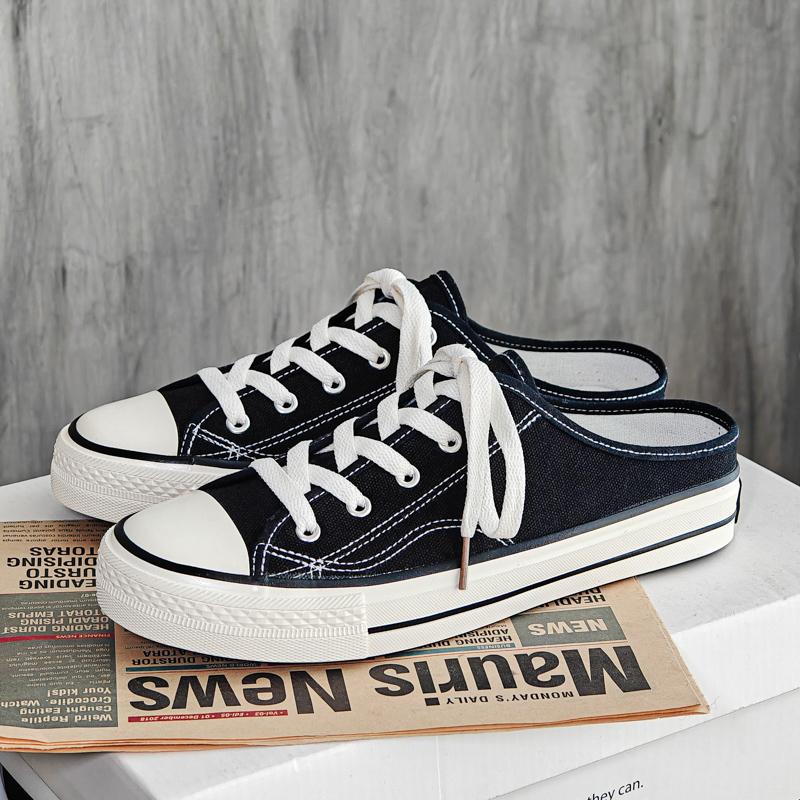 Fashion Men's Couple's Large-sized One-piece Pair of New Fashionable Casual High-quality and Versatile Half-length Canvas Board Shoes