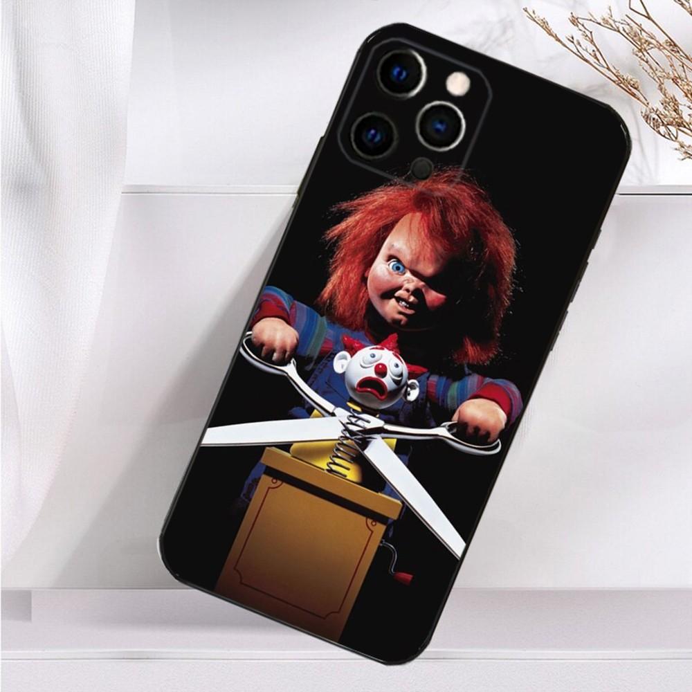 Cute C-Chucky-S F-Film Phone Case For iPhone 16,15,14,13,12,11 Plus,Pro Max,XS,X,XR,SE,Mini,8,7 Soft Silicone Black Cover