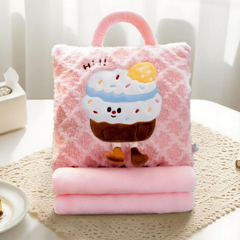 Cartoon Portable Pillow Quilt 2-in-1 Pillow Blanket Office Nap Pillow Car Folding Dopamine Pillow