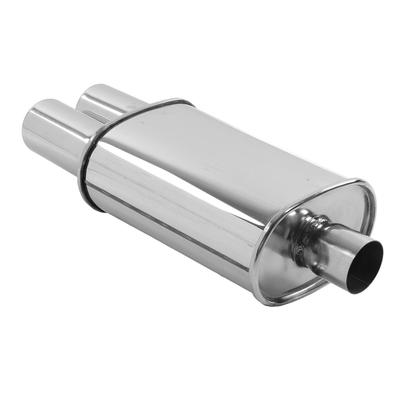 Car Exhaust Muffler Pipe 63mm  2.5in Inlet Double Outlet Stainless Steel Polished Universal