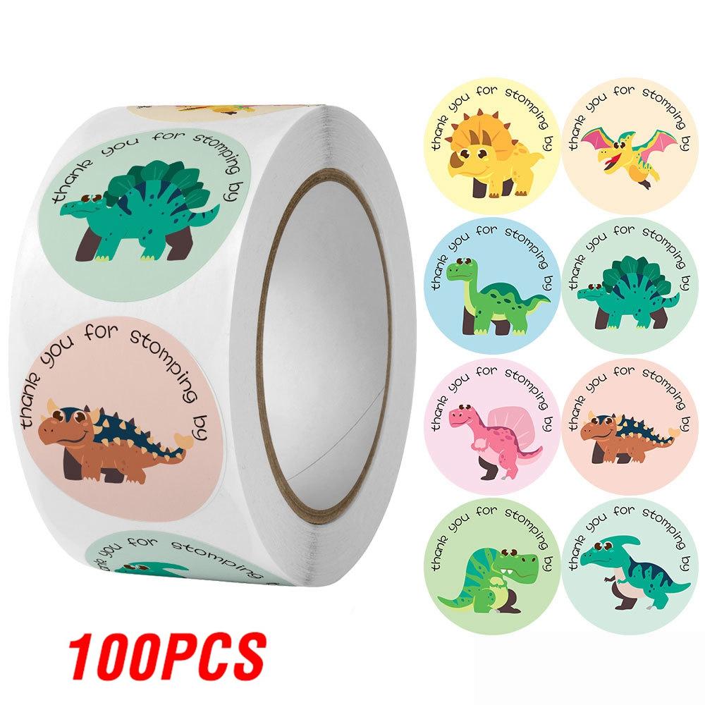 

100-500Pcs Round Dinosaur Children Reward Stickers Cute Toy Tags Gift Decoration Sealing Label Stationery Supplies Stickers