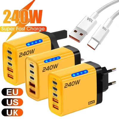 5-Port 240W USB C Ladegerät Quick Charge 3.0 Typ C USB Handy-Ladegerät PD Schnelllade-Adapter Für 16 Samsung Huawei